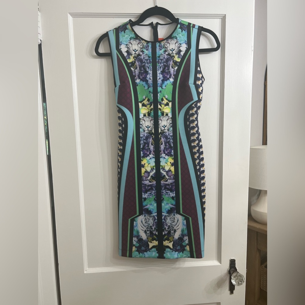 Clover canyon graphic flowers neoprene bodycon dress size small - Picture 5 of 13